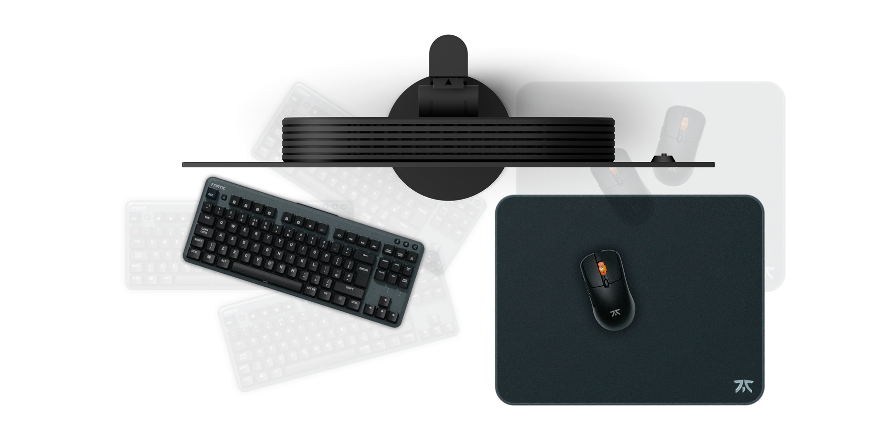 Sony INZONE M10S compact stand allowing flexible keyboard and mouse positioning