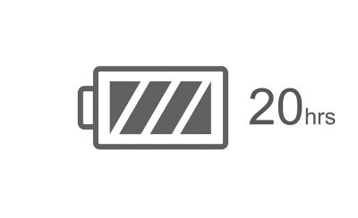 The battery icon with the text 20 hrs.