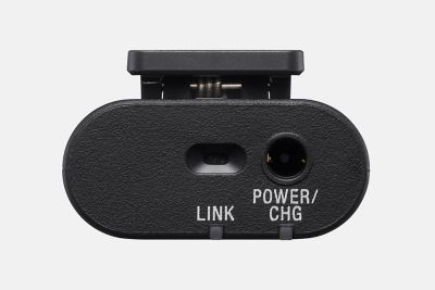 Product image showing the 3.5 mm stereo mini-jack on top of the transmitter