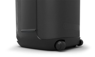 Close up image of the wheels on the back of the SRS-XV800 speaker