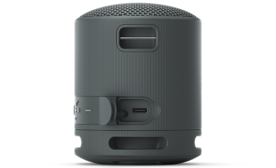 Image of the USB Type-C charging port on the black SRS-XB100 speaker on a white background