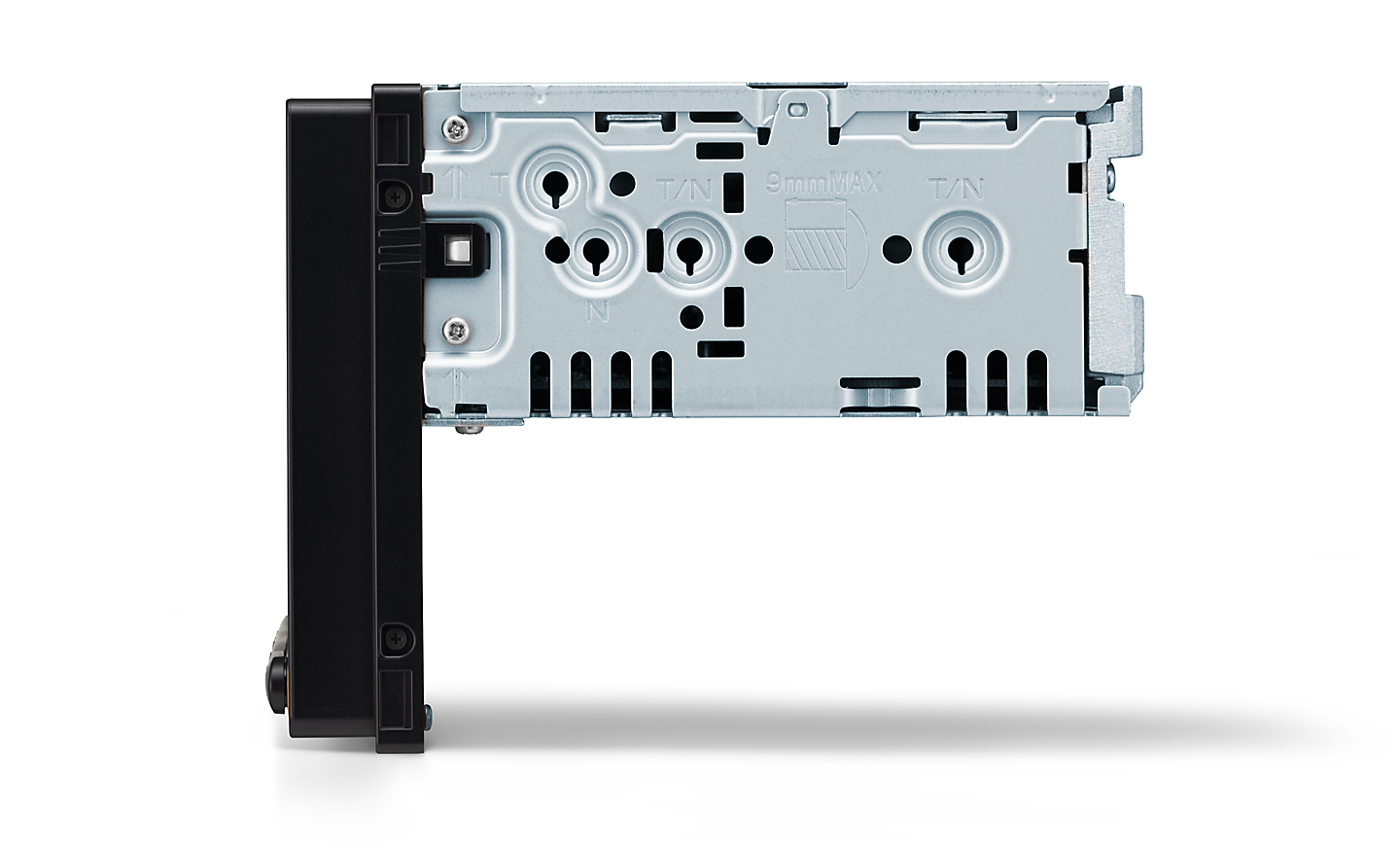 Side view of the XAV-900ES media receiver chassis. 
