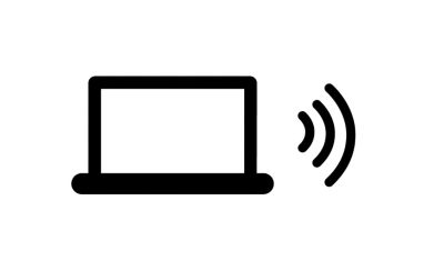 An illustration of a laptop with the connectivity symbol beside it.