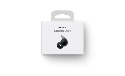 The LinkBuds Open packaging, consisting of a white box with "Sony LinkBuds Open" and an image of a LinkBuds Open earbud on it.