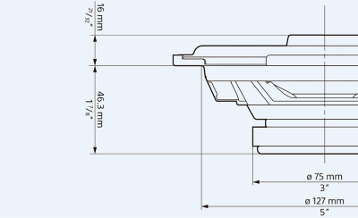  Imagen del dibujo técnico del altavoz XS-160GS, con sus dimensiones