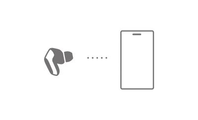 תרשים המציג את אוזניות הכפתור INZONE המחוברות לטלפון חכם באמצעות שמע LE
