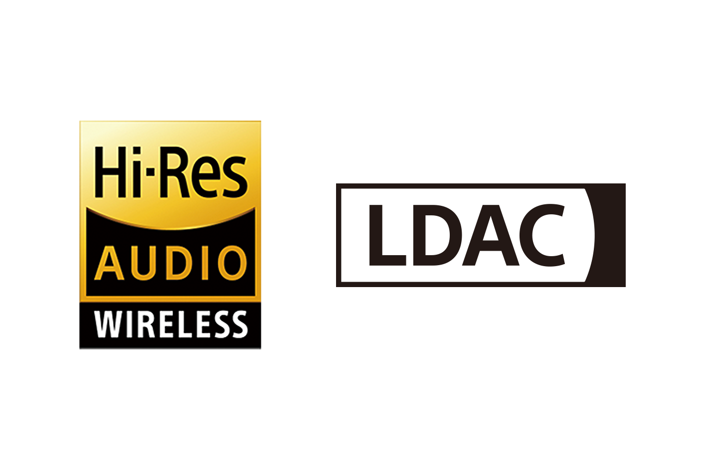 Logótipos Hi-Res Audio Wireless e LDAC.