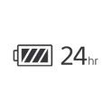 Icon image of a battery with 24hr text next to it