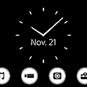 Imagem de uma interface de relógio no XAV-AX8500 a preto
