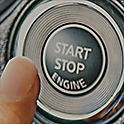 Grande plano de um botão Start/Stop