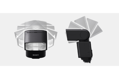 Illustration showing the angle movable area of the flash