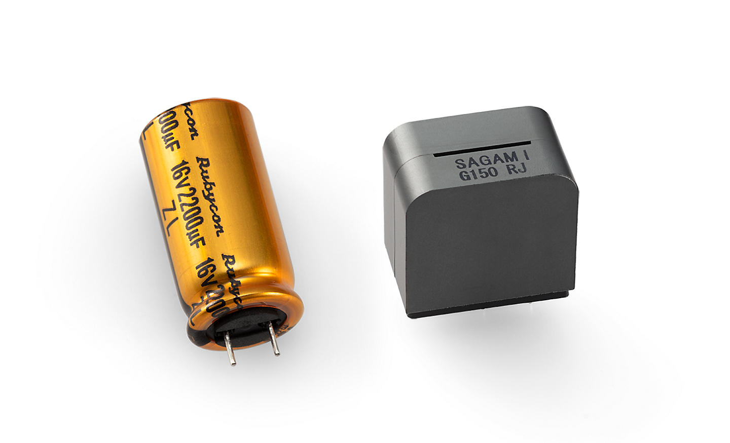Image of an inductor and a capacitor on a white background 