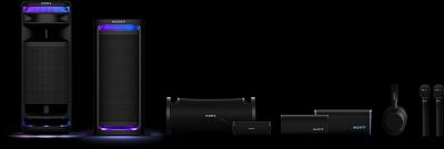 Imagen de todos los productos de la serie ULT POWER SOUND y su lema 