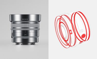 Imagen del producto combinada que ilustra el diseño resistente al polvo y la humedad, y el acabado metalizado exterior de la lente