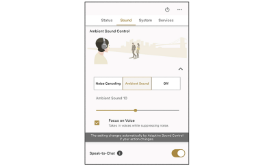 Image of the Ambient Sound Control user interface