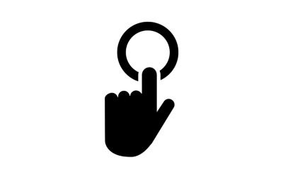 Icon image of a hand with a pointing finger touching a circle