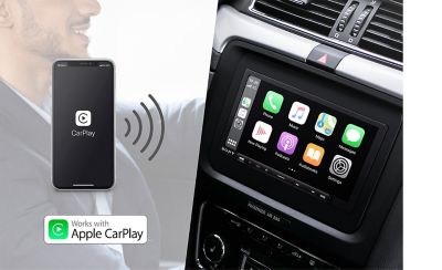 Afbeelding van de XAV-AX6050 die verbonden is met Apple CarPlay