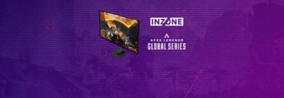Banner della homepage che include un'immagine del nuovo monitor gaming M10S insieme ai loghi INZONE e Apex Legends Global Series.