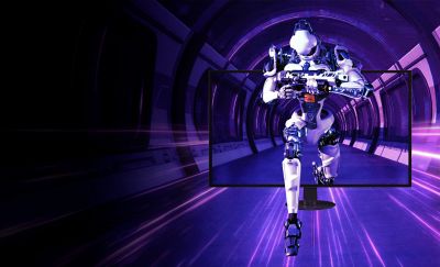 A graphic showing the ultra fast OLED monitor's speed.