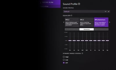 Image of a sound equalizer in white text on black background