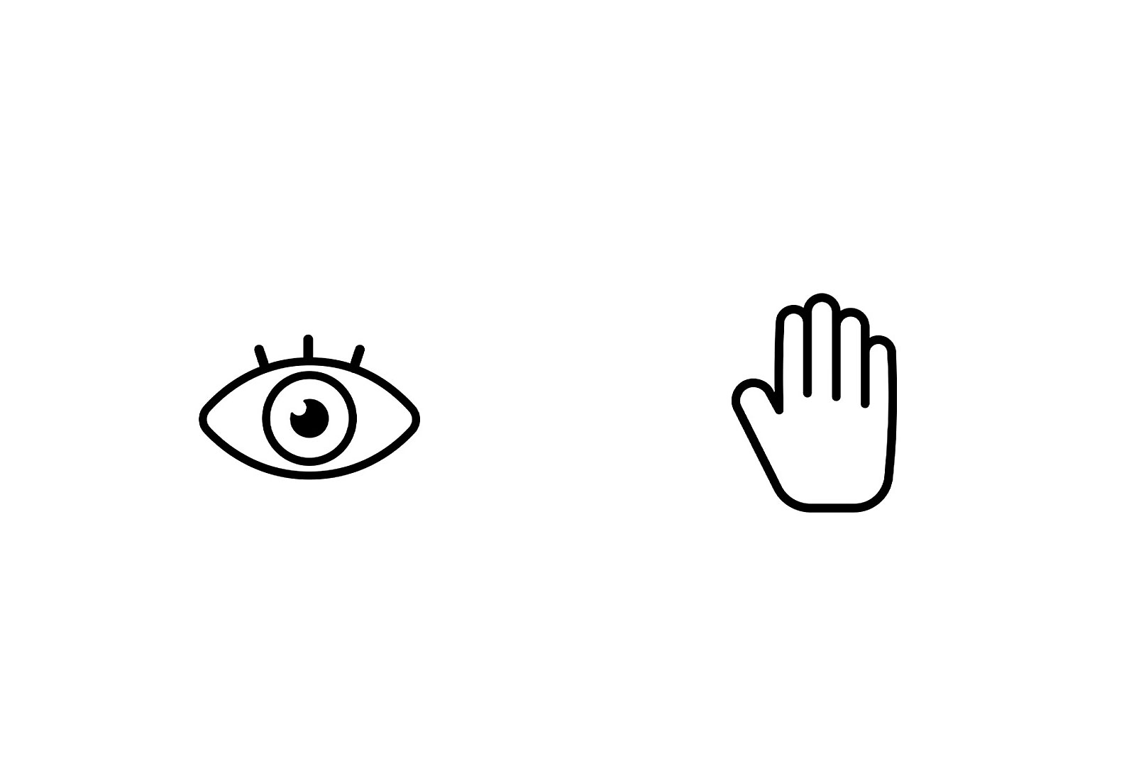 Две иконки една до друга – отляво око, а отдясно ръка