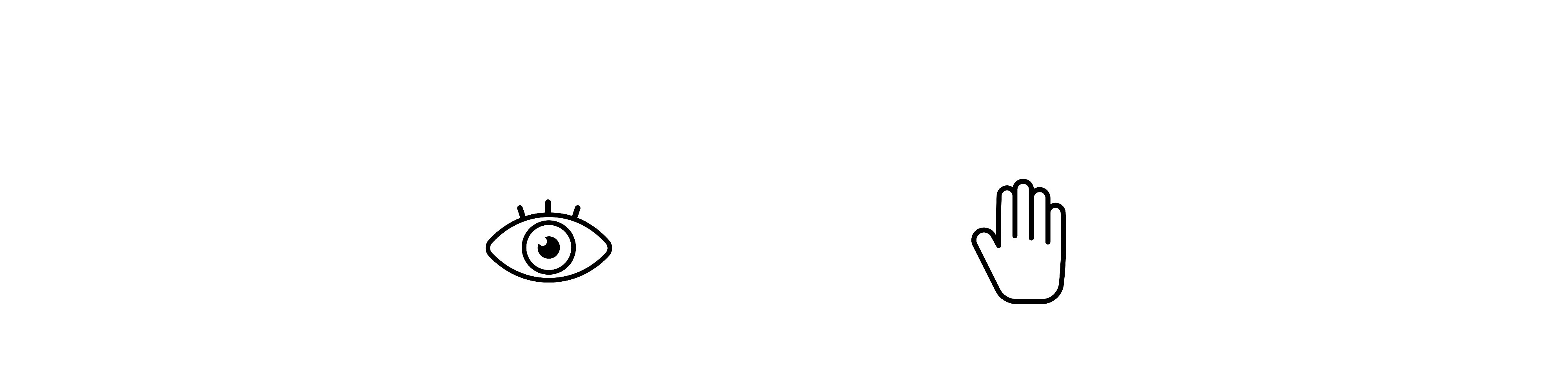 Две иконки една до друга – отляво око, а отдясно ръка