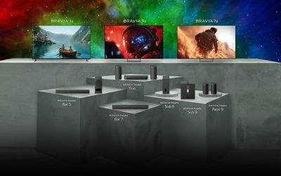 Omfattende fremvisning af udvalget af BRAVIA TV'er og kompatible lydsystemer til hjemmebiografer