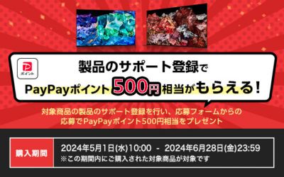 在产品的支持注册中可以获得相当于500日元的PayPay积分！
