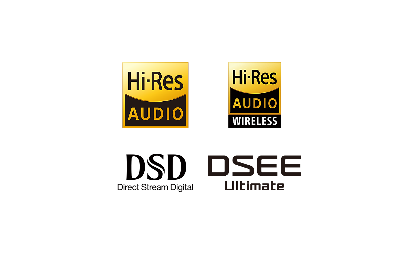 High-Res Audio, High-Res Audio WIRELESS, DSD and DSEE logos.