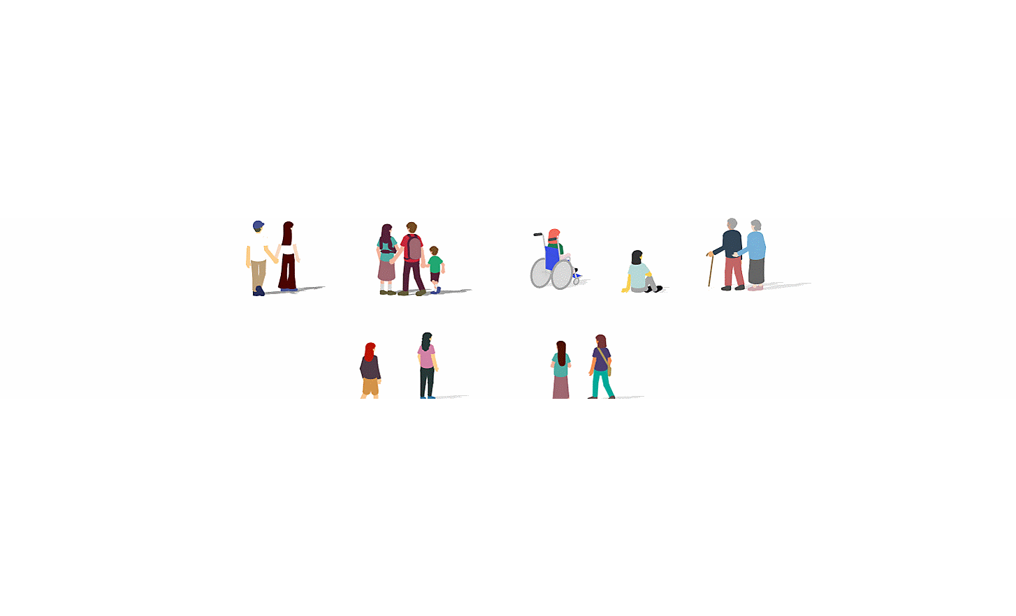 Illustration of people of various races, ages etc.