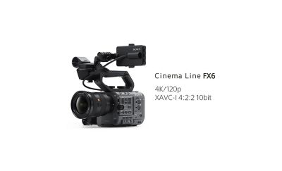 תמונת מוצר, Cinema Line FX6‏, 4K/120p‏, XAVC S-I 4:2:2 10 bit, חיישן Exmor R CMOS‏, BIONZ XR‏, 4K HDR‏, XAVC