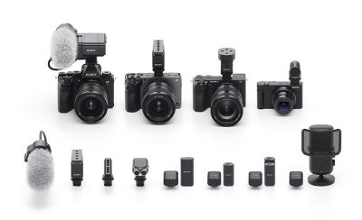 Imagen de producto de los modelos de micrófonos Sony lado a lado