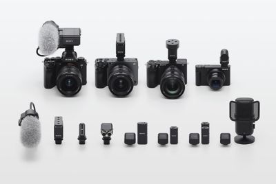 Imagen de producto de los modelos de micrófonos Sony lado a lado