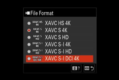 Pantalla de configuración de formato de archivo