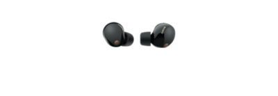 Image of a pair of black WF-1000XM5 headphones